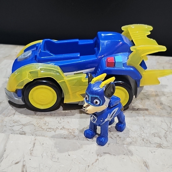 Paw Patrol Mighty Pups Super Paws Chase Deluxe Vehicle with Lights and Sounds - Picture 2 of 9